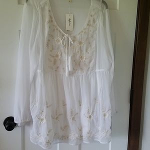 Style & company peasant style white blouse